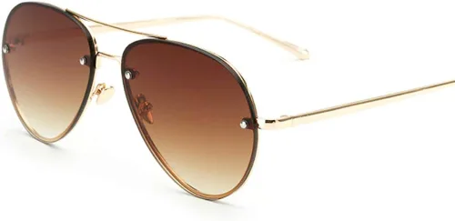 Vista 2 de Xpectrum Gafas de sol clásicas de aviador de metal de doble puente retro UV400 sin borde