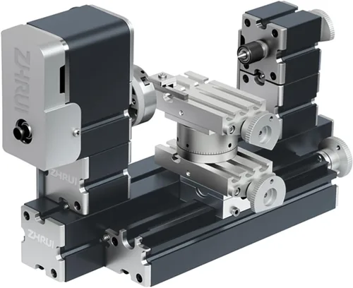 Vista 2 de Mini torno de metal de 60 W, 12,000 RPM, herramienta de 4 ejes para plástico acrílico de madera de metal suave, micro torno de precisión