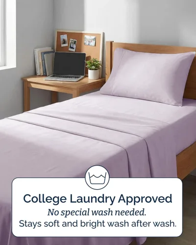 Vista 258 de Extra Deep Twin XL Sheet Set - 3 Piece College Dorm Room - White 01-Blanco