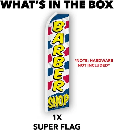 Vista 3 de Infinity Republic Barber Shop Letters Swooper Flag, Día de la Independencia, 138 x 30 pulgadas, duradera