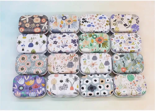 Vista 6 de 8 piezas de mini flores de estaño organizador de joyas caja de almacenamiento cajas decorativas pequeñas latas de metal floral con tapas