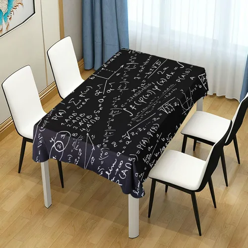 Vista 7 de YETTASBIN Mantel cuadrado creativo negro matemático, impermeable, resistente a las manchas, a las arrugas, lavable, de poliéster, para picnic, cena