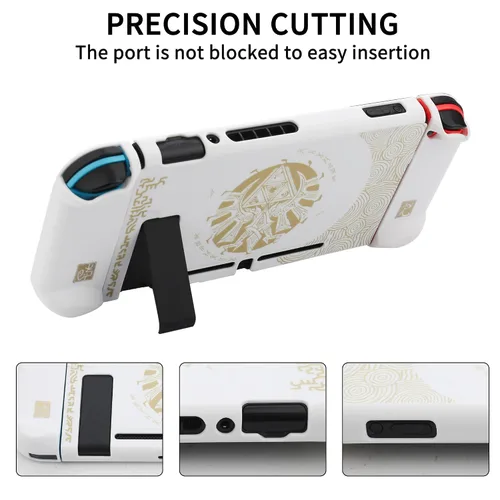 Vista 4 de HYPERCASE White of Zelda Switch OLED Dockable Case for Console & Joycon, Anti-Scratch Switch OLED Protective Cover Skin with Screen Protector & 2