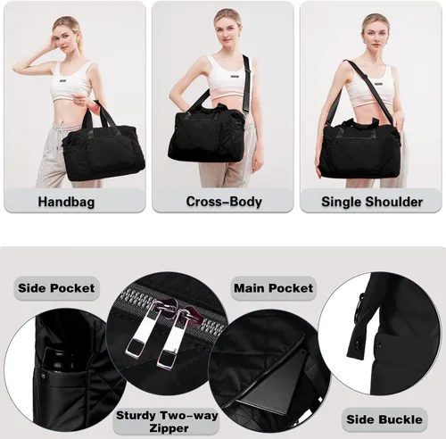 Vista 6 de Bolsa deportiva de gimnasio para mujeres y hombres, bolsa de lona ligera de mano para viajes, deportes, gimnasio, yoga, resistente al agua