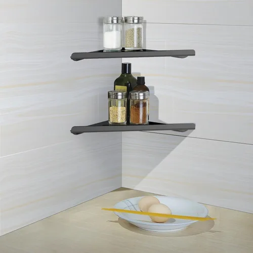 Vista 7 de 2 estantes esquineros de acero inoxidable 304 con tornillos, organizador de ducha triangular, soporte de jabón de montaje en pared para baño Negro