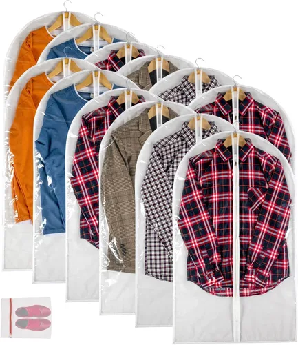 Vista 20 de Bolsa de ropa transparente para almacenamiento en el armario, bolsas de vinilo para colgar ropa, bolsas cortas para colgar ropa, fundas de abrigo
