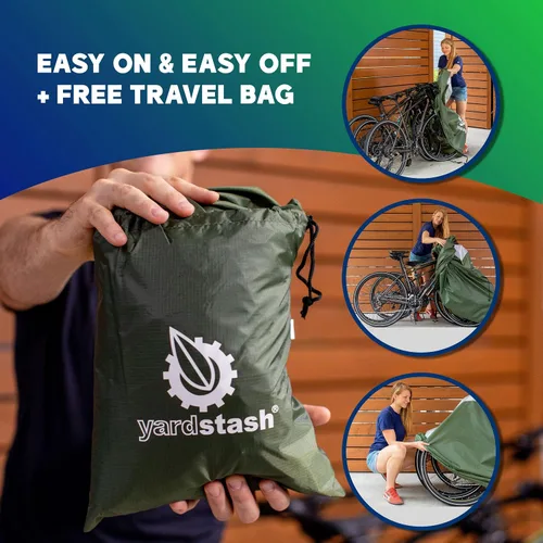 Vista 5 de YardStash Funda para bicicleta – Fundas reflectantes XXL para almacenamiento exterior – Refugios de lona de jardín impermeables y resistentes a