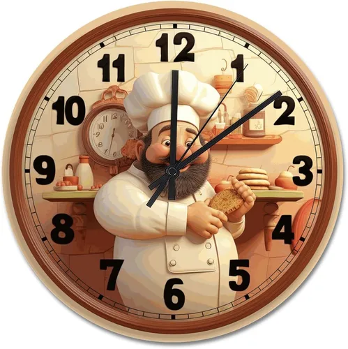 Vista 15 de ArogGeld Chef - Reloj de pared de cocina de madera, 10 silencioso, sin tictac, de cuarzo, funciona con pilas, para sala de estar, dormitorio