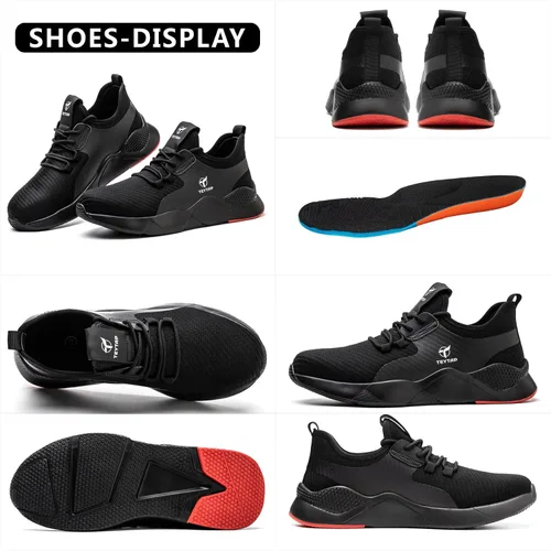 Vista 2 de TEYTAP Zapatos antideslizantes e impermeables con puntera de acero para hombres y mujeres, zapatos de seguridad para el trabajo, antideslizantes