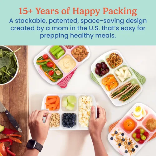 Vista 4 de Bentgo Easyboxes - Contenedores de alimentos reutilizables de 5 compartimentos, juego de 8 piezas, 4 bandejas y 4 tapas, almacenamiento de alimentos