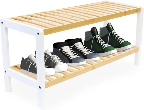 Vista 8 de RoyalHouse Zapatero de bambú, organizador de zapatos de 3 niveles, zapatero perfecto para sala de estar, armario, entrada, dormitorio