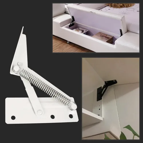 Vista 4 de Soporte de elevación plegable (1 par) de bisagra de resorte de sofá de 80 grados que conecta y soporta la caja de almacenamiento sofá cama gabinete
