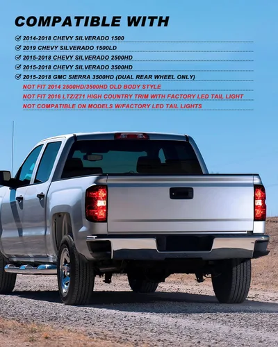 Vista 3 de Ensamble de luz trasera Nilight Compatible con Chevy Silverado 1500 2014 2015 2016 2017 2018 2019, 2500 HD 3500 HD, GMC Sierra 3500HD 2015-2019 Par