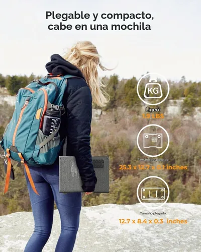 Vista 6 de ENOFLO Cargador de panel solar de 30 W YT30 Panel solar plegable IP65 Cargador solar impermeable con QC3.0 USB y salida CC (10 conectores) 24%