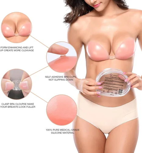 Vista 2 de Wingslove - Sujetador adhesivo reutilizable sin tirantes autoadhesivo invisible push-up para vestido sin espalda
