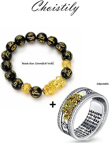 Vista 7 de Feng Shui Bracelet Cinnabar Bracelet Pixiu Bracelet Feng Shui Ring Silver Cuff Bracelet Dragon Bracelet Good Luck Charms for Women Men Bead Bracelet