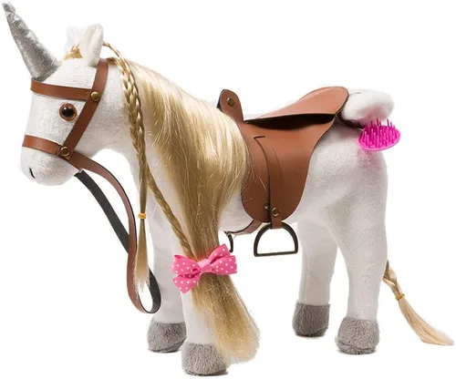Vista 15 de HollyHOME Caballo Palomino de Peluche Animal Bonito Poni Juguete de Peluche Juego de Simulación Caballo 11 pulgadas Beige