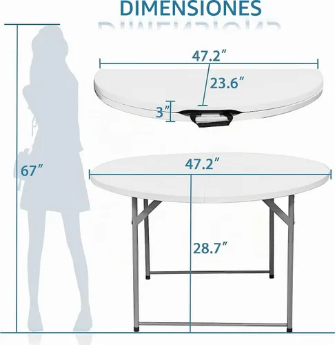 Vista 3 de Mesa plegable redonda de 48 pulgadas