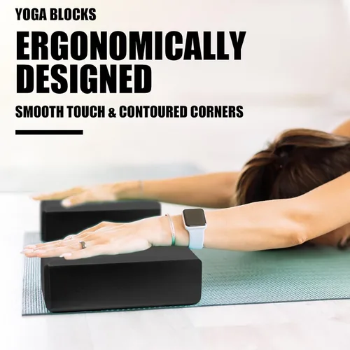 Vista 4 de 2 bloques de yoga, bloques de espuma de 9 x 6 x 3 pulgadas, accesorios de yoga para pilates, estiramiento y meditación, bloques de ejercicio ligeros