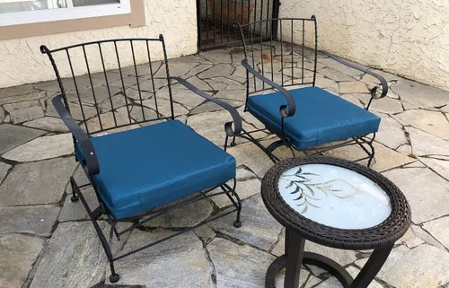 Vista 6 de Paquete de 2 cojines de plataforma de espuma viscoelástica para exteriores de 20 x 18 x 4 pulgadas con funda interna impermeable para muebles