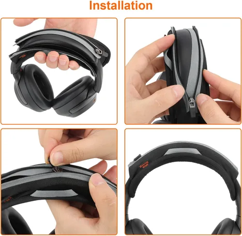 Vista 4 de Funda universal de repuesto para diadema de auriculares, funda de cojín para diadema compatible con Sony, Bose, Beats, JBL Protector de banda