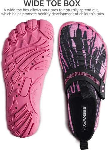 Vista 3 de SEEKWAY Zapatos de agua descalzos para niños, puntera ancha y zapatos de arena de secado rápido para niños pequeños para senderismo, natación
