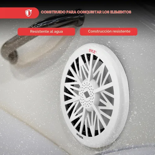 Vista 2 de Pyle Subwoofer de audio marino para exteriores de 10 pulgadas, altavoz de graves blanco impermeable de 500 vatios para sistema de sonido estéreo