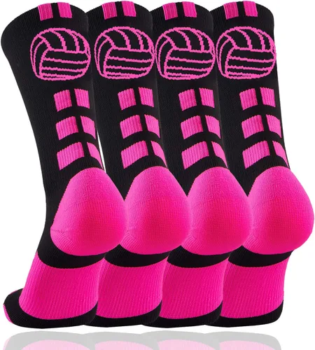 Vista 3 de Calcetines de voleibol (2 pares) con logotipo de voleibol, calcetines suaves de media pantorrilla