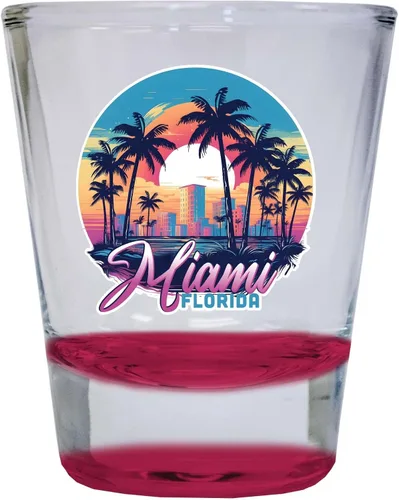 Vista 7 de Miami Florida B Souvenir - Vaso de chupito redondo de 1.5 onzas, color azul, paquete de 2