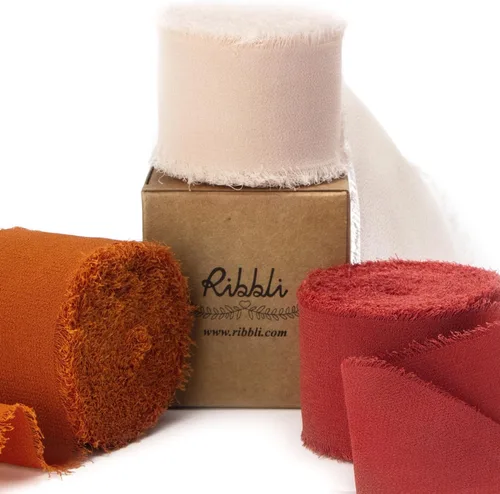 Vista 11 de Ribbli Cinta de gasa color marfil de 1-1/2 pulgadas x 30 yardas, hecha a mano con flecos, cinta de seda de gasa marfil, cinta crema