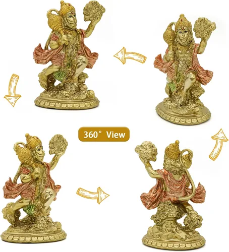 Vista 2 de alikiki Estatua de Hanuman volador de Dios hindú – Ídolo indio Hanuman Murti Pooja Escultura India Señor Estatuilla de Señor de la India Templo