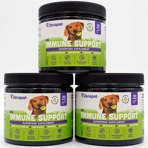 Vista 10 de Polvo de apoyo inmunológico para perros, cola de pavo, espirulina y beta-glucano, apoya un sistema inmunológico saludable y digestión, grado humano