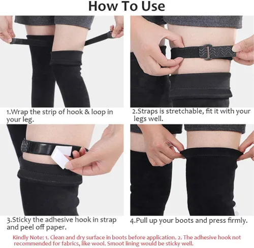 Vista 5 de KIKIGOAL 2 pares de correas para botas de rodilla con 20 correas elásticas ajustables de velcro, cómodas y fáciles de usar, mantienen las botas sin