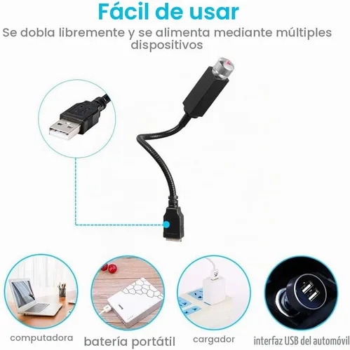 Vista 5 de LEDCARE Proyector de Estrellas USB con Luz Nocturna, Luces Portátiles Ajustables Románticas para Techo Interior del Automóvil, Proyector de Lámpara