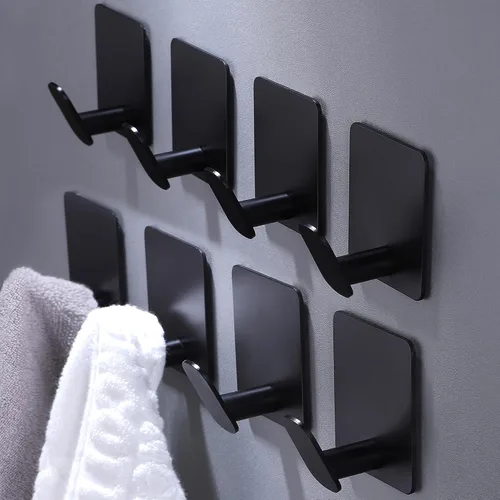 Vista 28 de DELITON Ganchos adhesivos – Paquete de 4 ganchos de pared para toallas/abrigos, para baño o cocina (negro mate, acero inoxidable)
