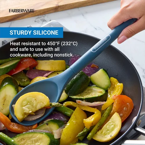 Vista 5 de Farberware Pro - Cuchara de silicona, color azul, resistente al calor, para agitar, mezclar, untar, apta para lavavajillas, 11.5 pulgadas