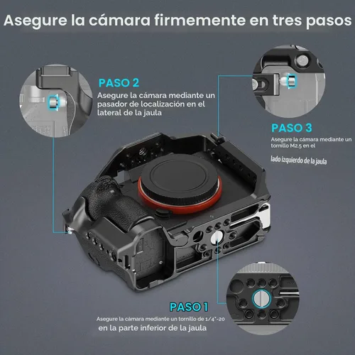 Vista 3 de SmallRig Kit de jaula para cámara A7 III / A7R III para Sony Alpha 7 III/Alpha 7R III, jaula completa con mango superior para ARRI y abrazadera