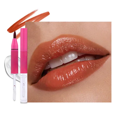 Vista 13 de evpct Lápiz labial líquido mate malva con aceite de labios, acabado brillante, lápiz labial 2 en 1, resistente al agua de larga duración