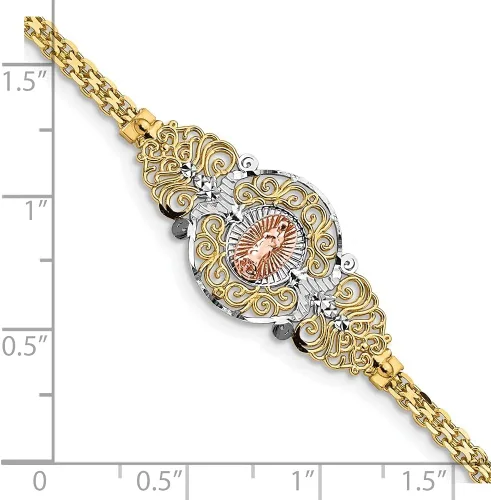Vista 3 de Diamond2Deal Pulsera de oro de 14 quilates bañada en rodio bicolor 7