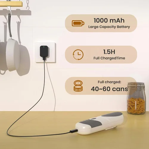 Vista 2 de miadore Abrelatas eléctrico para cocina, abrelatas automático recargable con hoja inclinada extraíble, operación de un solo toque, borde liso, imán