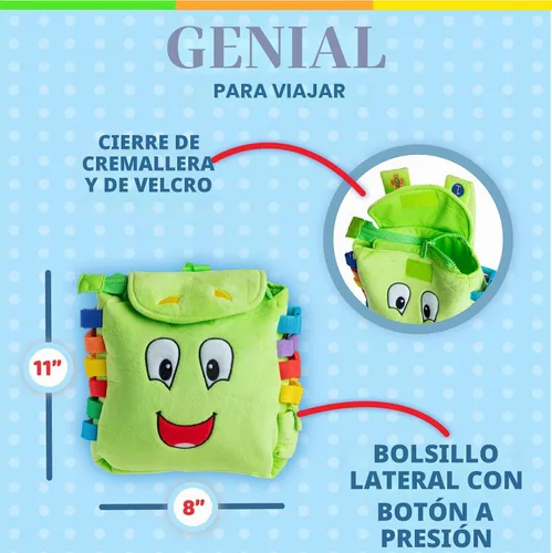 Vista 5 de Mochila "Buddy" para el aprendizaje temprano de infantes de habilidades básicas, mochila afelpada para niños de BUCKLE TOYS