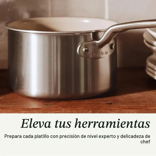 Vista 6 de Made In Cookware - Juego de utensilios de cocina antiadherentes de cerámica (mango inoxidable), revestimiento de 5 capas, incluye sartén