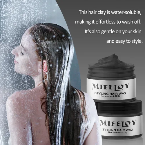 Vista 3 de Cera temporal negra para el cabello, tinte en crema para peinado natural instantáneo, pomadas lavables para hombres, niñas, mujeres, jóvenes, barro
