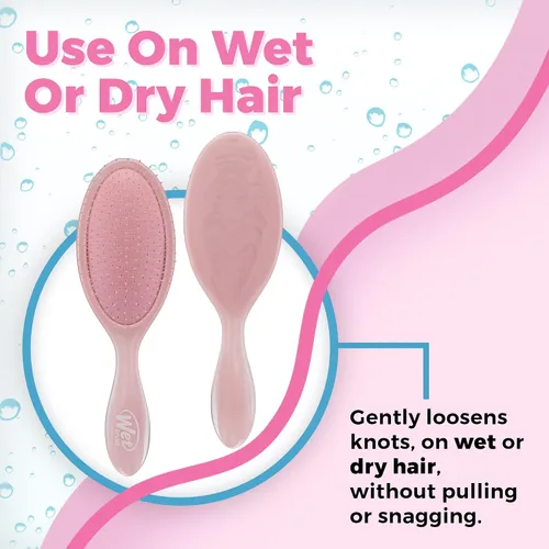 Vista 4 de Wet Brush Cepillo desenredante original, mármol natural, rosa polvorienta, peine para mujeres, hombres y niños, húmedo o seco, cabello natural