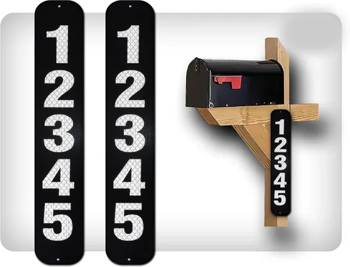 Vista 20 de Curb N Sign - Placas de números para buzón – 3 x 10 pulgadas hechas de aluminio reflectante de alta calidad – Números de buzón súper reflectantes