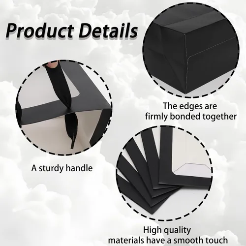 Vista 3 de Mormchlots 6 bolsas de regalo de papel kraft negro con ventana transparente