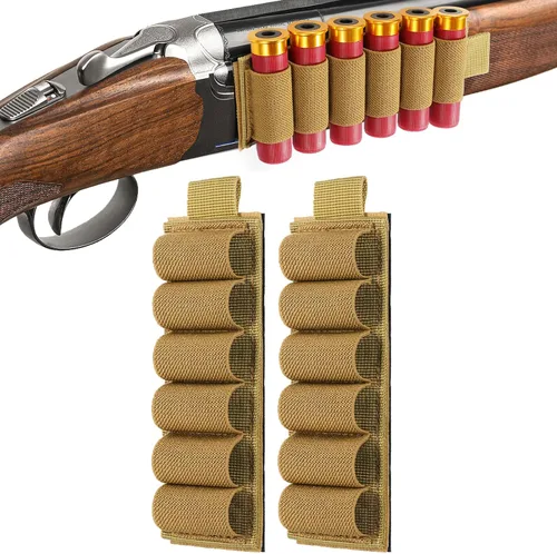 Vista 15 de FRTKK Paquete de 2 Portadores Tácticos de Cartuchos de Escopeta para Culata para Rifles, Portador de Munición de Cartuchos Molle para Calibre 12/20