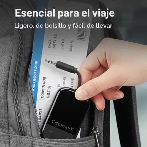 Vista 6 de Transmisor de audio Bluetooth 5.3 para avión con Qualcomm aptX adaptativo, pantalla LCD, soporte de dispositivo doble, batería de 30 horas, AUX
