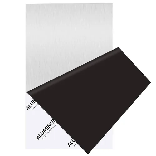 Vista 8 de Placa de hoja de aluminio de 1 pulgada de grosor, placas de aluminio resistentes de 6 x 6 pulgadas con película protectora, placa de panel plano