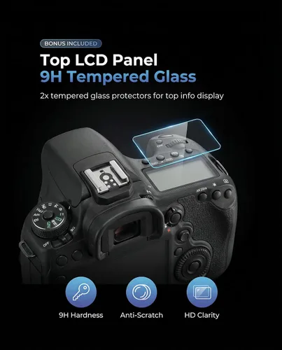 Vista 3 de iDaPro 2 protectores de pantalla para Canon EOS R1/EOSR1 + [2 piezas] Protector de pantalla de vidrio superior, vidrio templado, dureza 9H